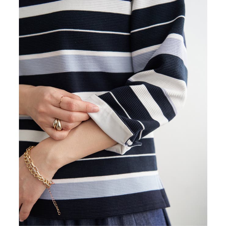 リップルボーダーキーネックプルオーバー | ikka  | 詳細画像14 