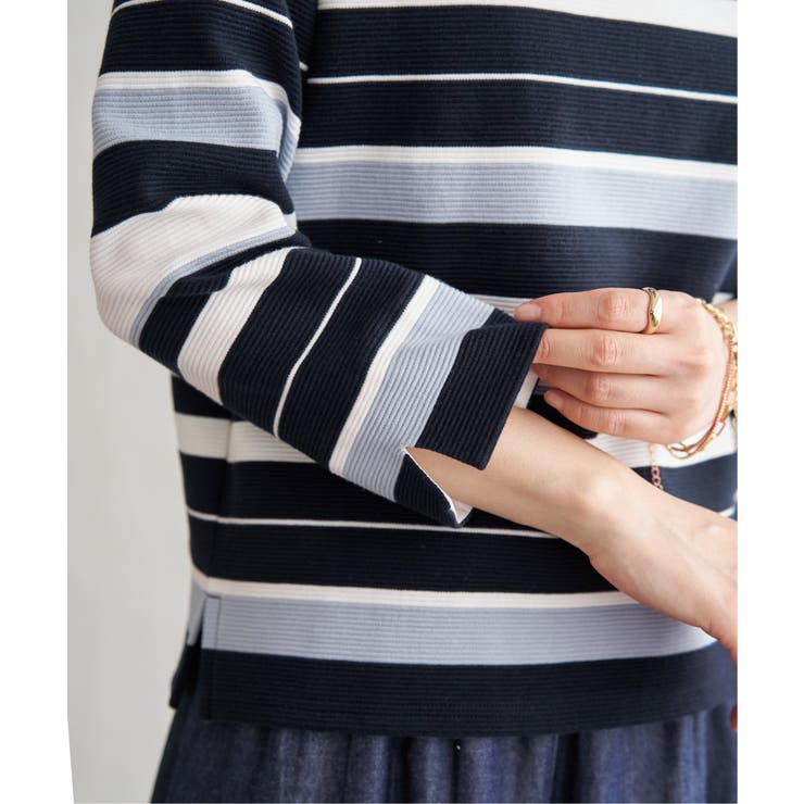 リップルボーダーキーネックプルオーバー | ikka  | 詳細画像15 