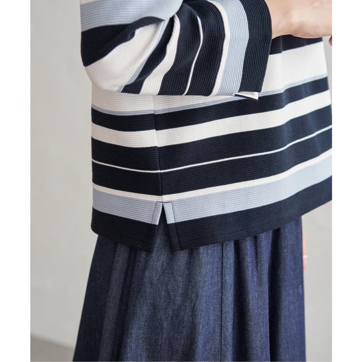 リップルボーダーキーネックプルオーバー | ikka  | 詳細画像16 