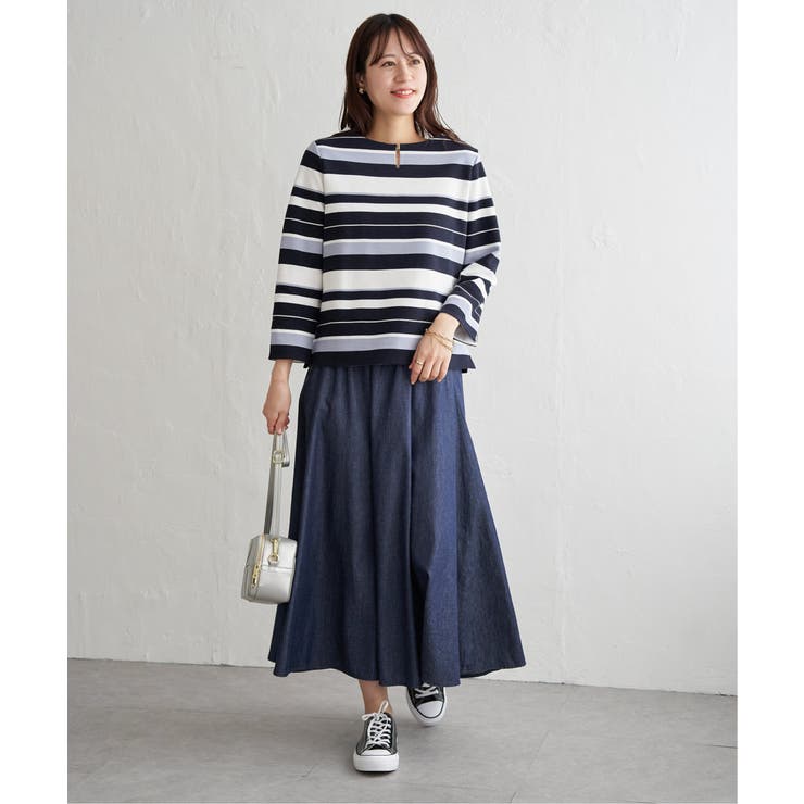 リップルボーダーキーネックプルオーバー | ikka  | 詳細画像5 