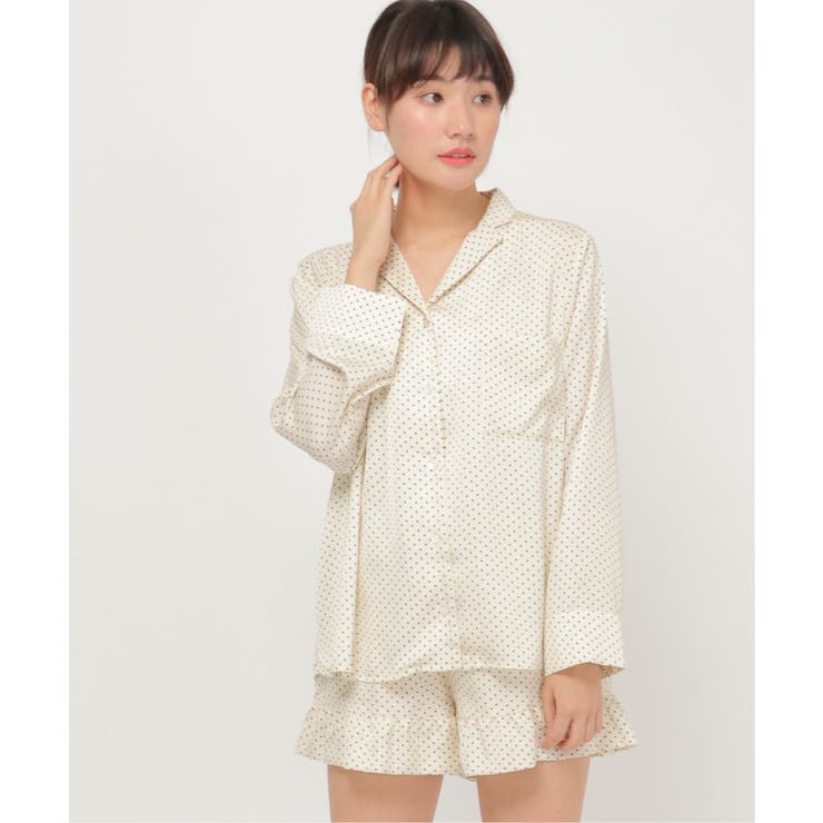 ドット柄長袖シャツ フリル付き 楽天市場】送料無料 ブラウス