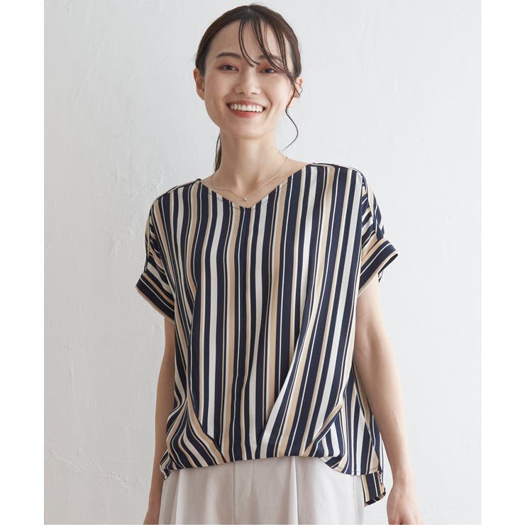 マルチストライプ半袖ブラウス | ikka  | 詳細画像8