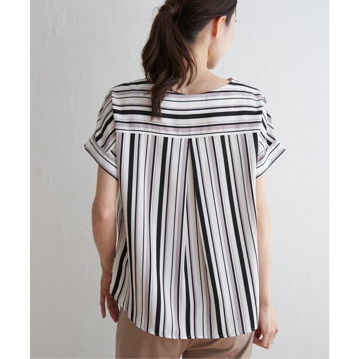 マルチストライプ半袖ブラウス | ikka  | 詳細画像12
