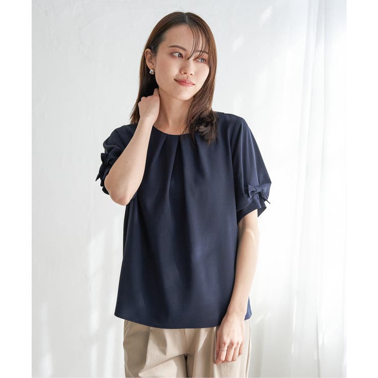 ドライタッチ袖リボンブラウス | ikka  | 詳細画像9 