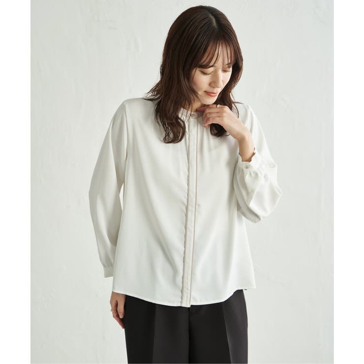 ジョーゼットバイカラーブラウス | ikka  | 詳細画像2 