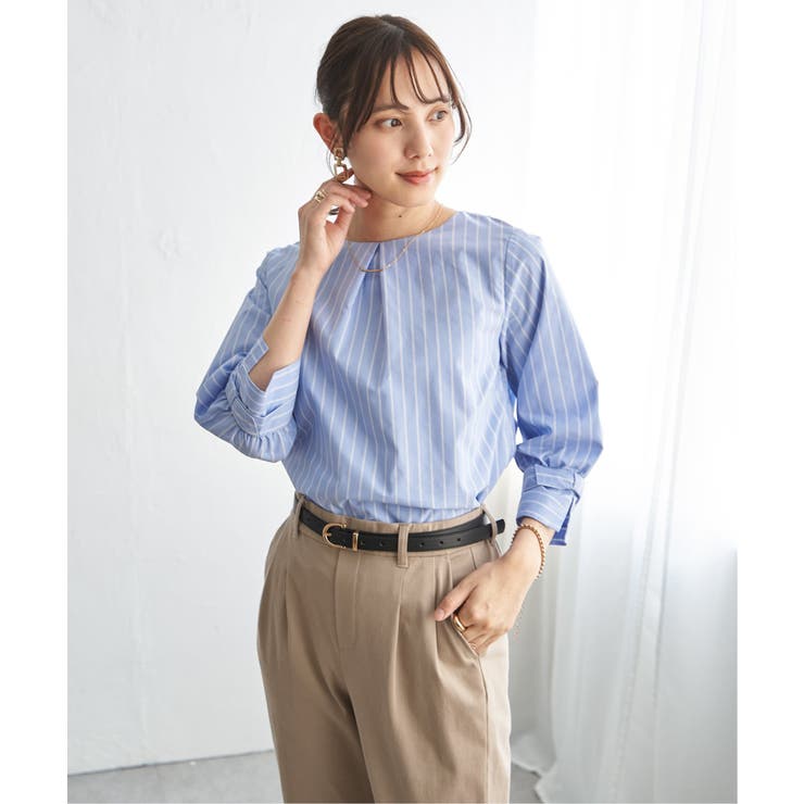 ブルー | 2WAY袖リボンブラウス | ikka 