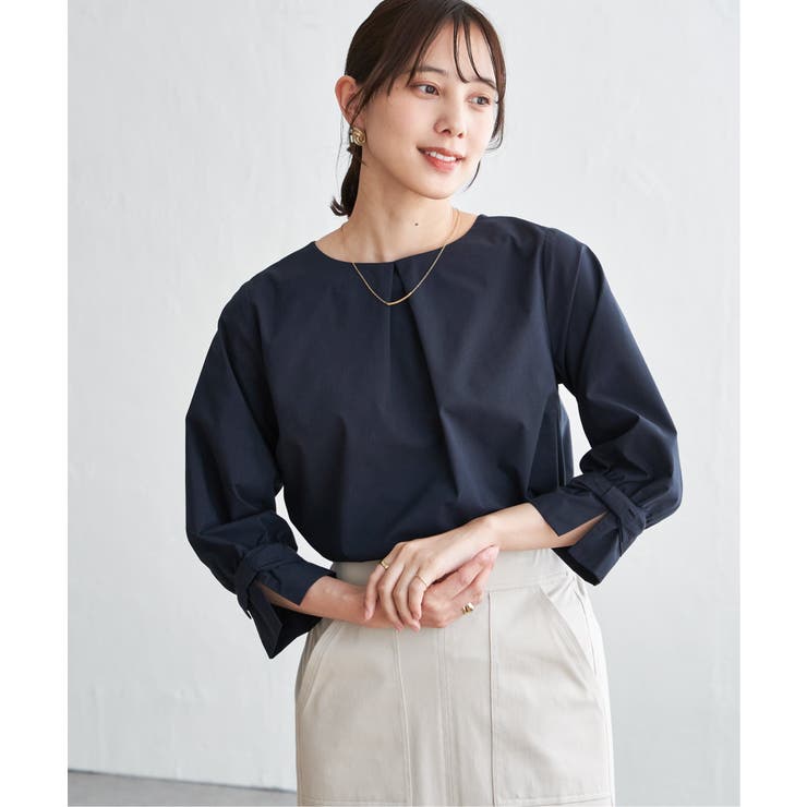 ネイビーブルー | 2WAY袖リボンブラウス | ikka 