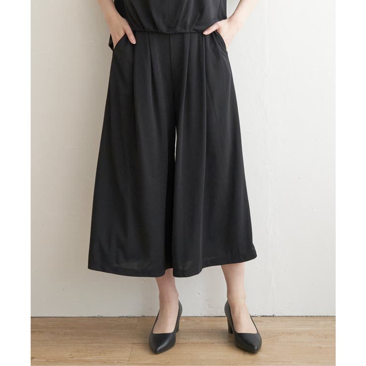 ブラック | 【セットアップ対応】GOKU楽さらっとリラックスパンツ | ikka 