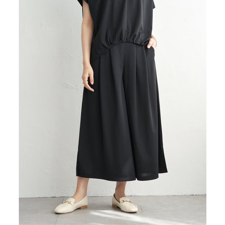 ブラック | 【セットアップ対応】GOKU楽冷感スリットガウチョ | ikka 