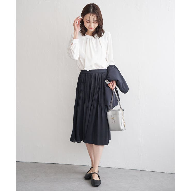 美品Reflect　ブラック シフォン プリーツスカート Reflect スカート 「フォーマル/洗える」シフォンジョーゼット