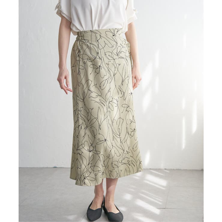 リネンライクラップスカート | ikka  | 詳細画像1