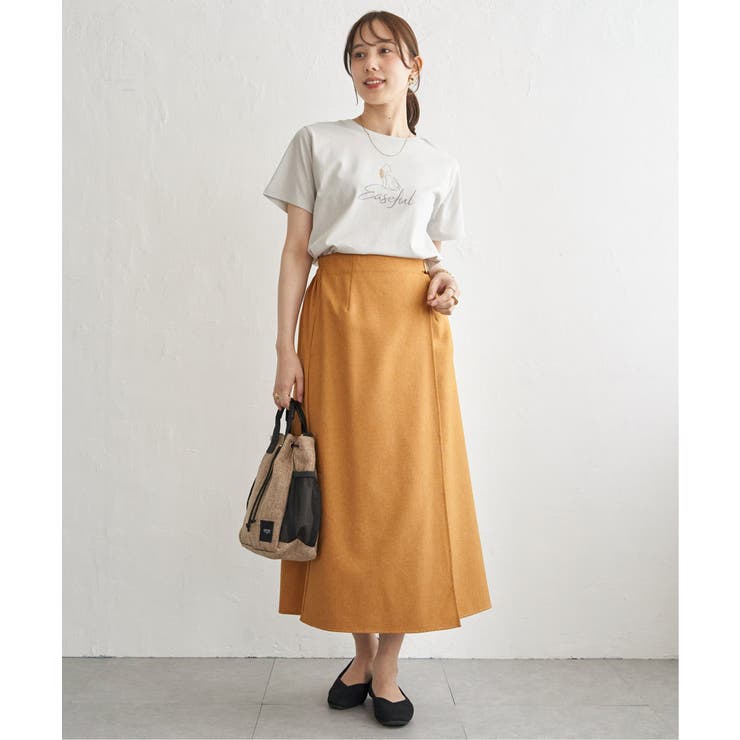 バックル付きラップ風スカート | ikka  | 詳細画像12 