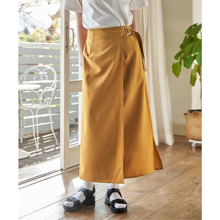 バックル付きラップ風スカート | ikka  | 詳細画像3 