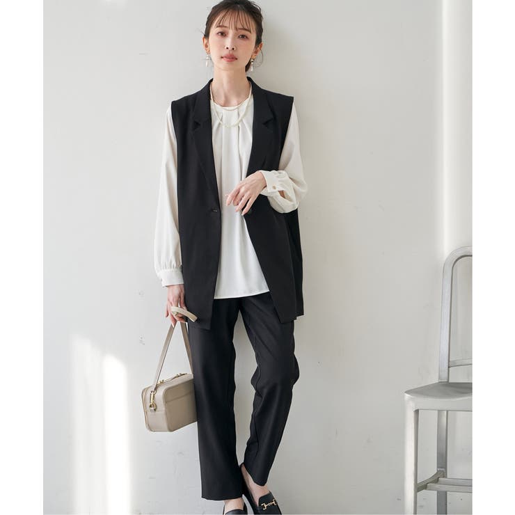 ブラック | 【フォーマル対応】ジレセットアップ3点セット | ikka 