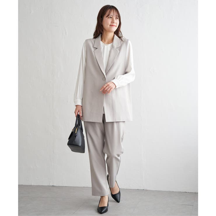 グレージュ | 【フォーマル対応】ジレセットアップ3点セット | ikka 