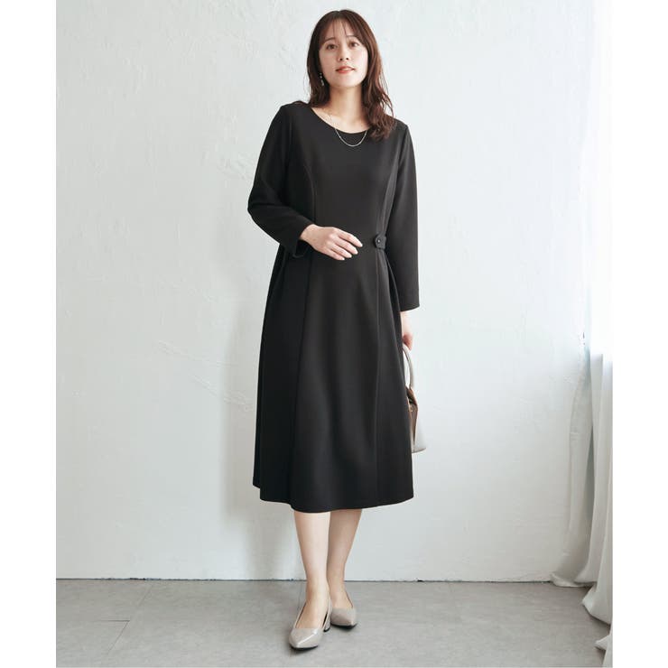 【フォーマル対応】カットジョーゼットウエストタブワンピース | ikka  | 詳細画像8 