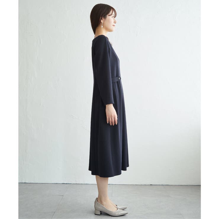 【フォーマル対応】カットジョーゼットウエストタブワンピース | ikka  | 詳細画像13 