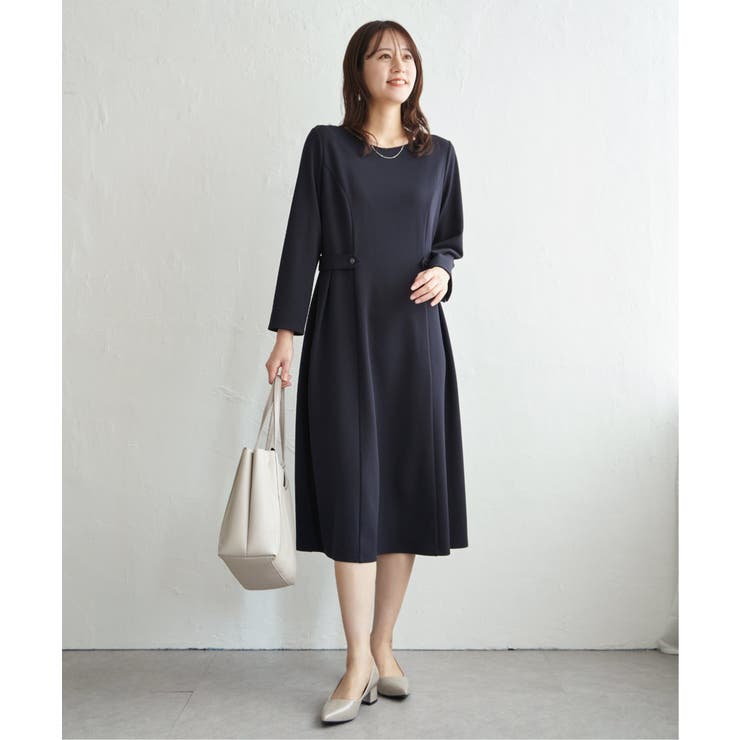 【フォーマル対応】カットジョーゼットウエストタブワンピース | ikka  | 詳細画像2 