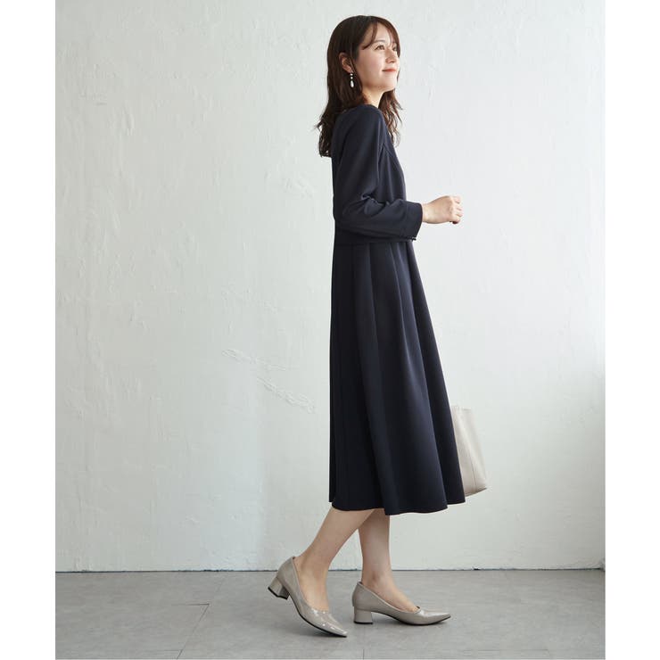 【フォーマル対応】カットジョーゼットウエストタブワンピース | ikka  | 詳細画像3 