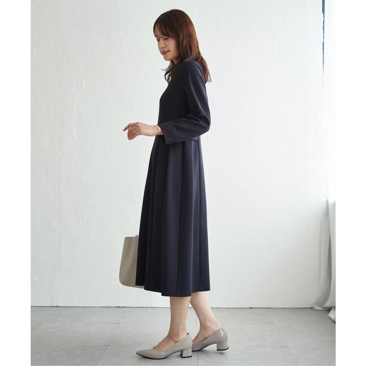 【フォーマル対応】カットジョーゼットウエストタブワンピース | ikka  | 詳細画像4 