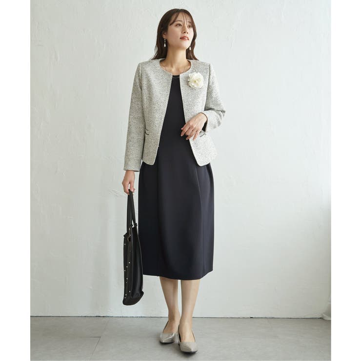 【フォーマル対応】カットジョーゼットウエストタブワンピース | ikka  | 詳細画像5 