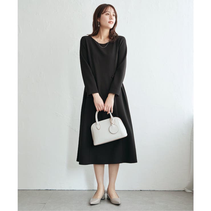 【フォーマル対応】カットジョーゼットウエストタブワンピース | ikka  | 詳細画像7 