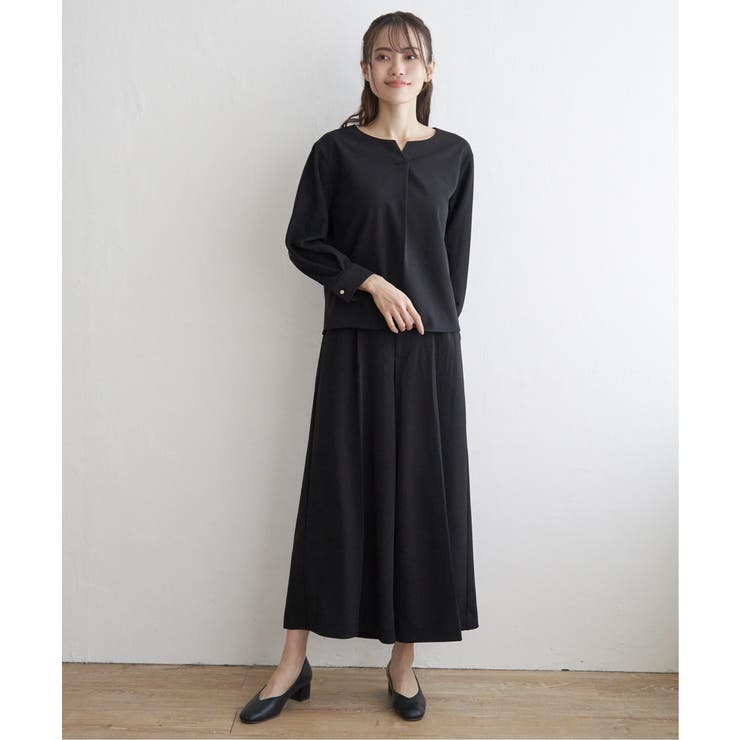 ブラック | 【フォーマル対応／2点セット】GOKU楽 長袖フレアセット | ikka 