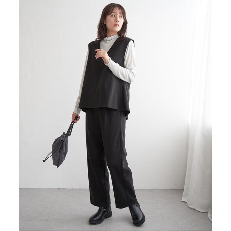 ブラック | 【2点セット】GOKU楽ペプラムジレセット | ikka 