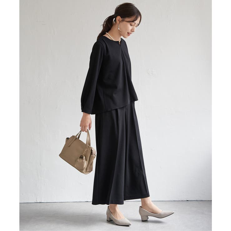 ブラック | 【フォーマル対応／2点セット】GOKU楽 長袖フレアセット | ikka 