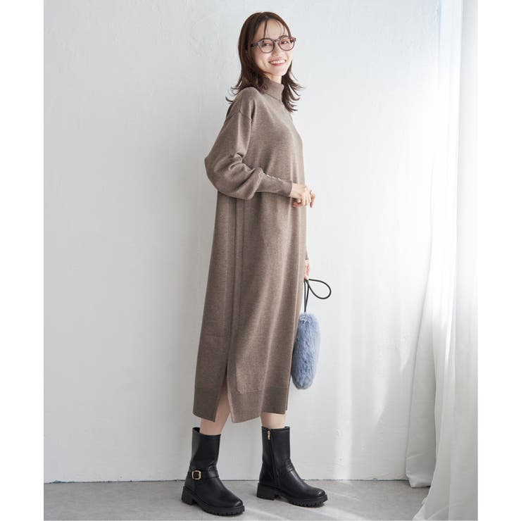 タートルニットスリットワンピース | ikka  | 詳細画像8