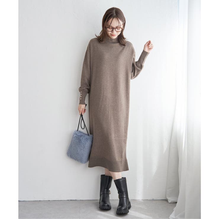 タートルニットスリットワンピース | ikka  | 詳細画像9