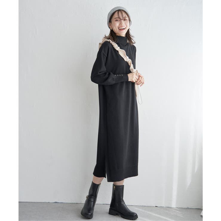 タートルニットスリットワンピース | ikka  | 詳細画像11