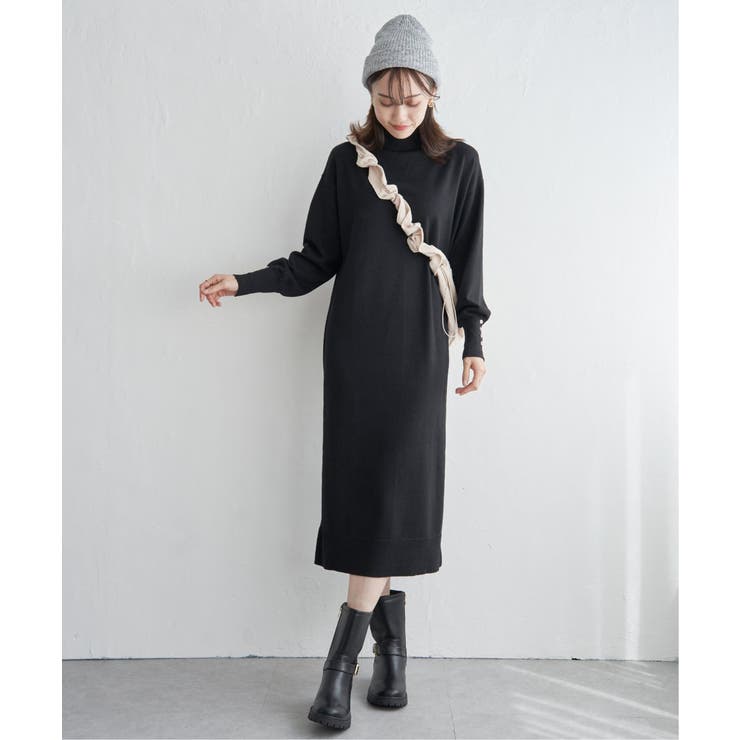 タートルニットスリットワンピース | ikka  | 詳細画像12