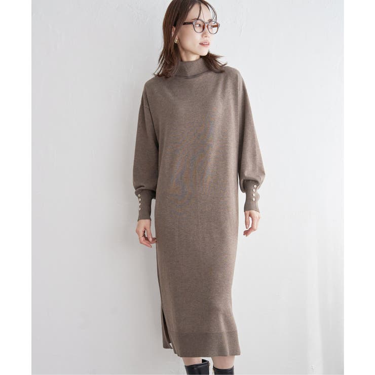 タートルニットスリットワンピース | ikka  | 詳細画像15