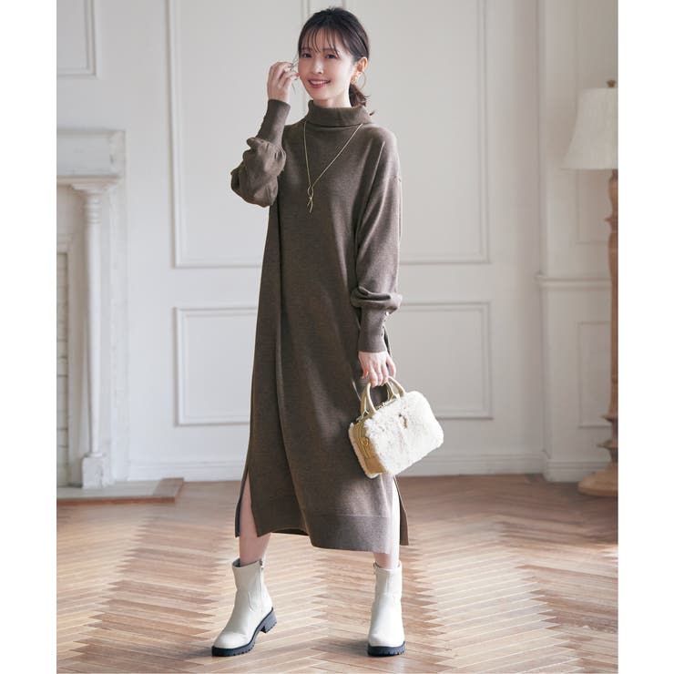 タートルニットスリットワンピース | ikka  | 詳細画像2