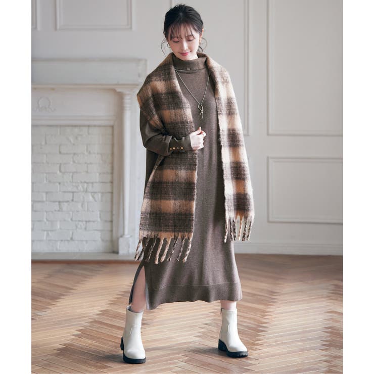 タートルニットスリットワンピース | ikka  | 詳細画像5