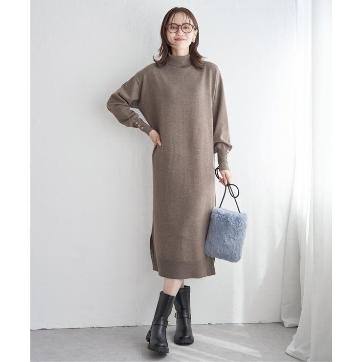 タートルニットスリットワンピース | ikka  | 詳細画像6