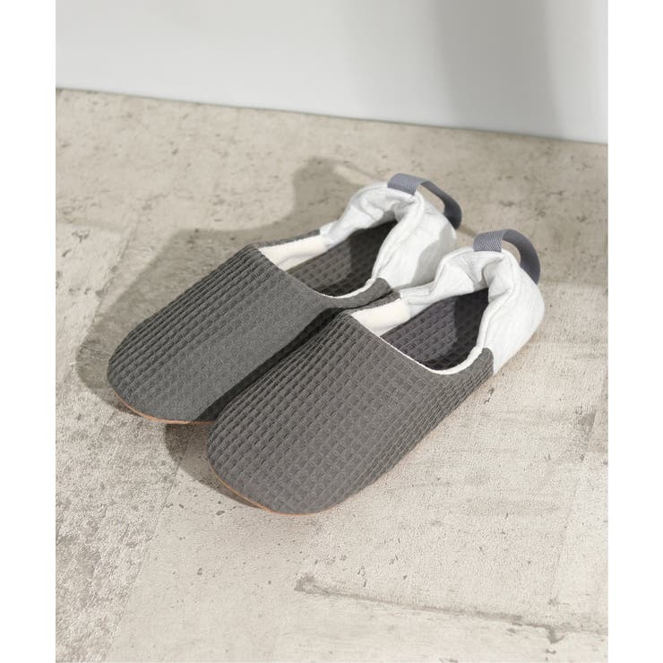 チャコール | YORI ワッフルかかとリボンバブーシュ L | ikka 