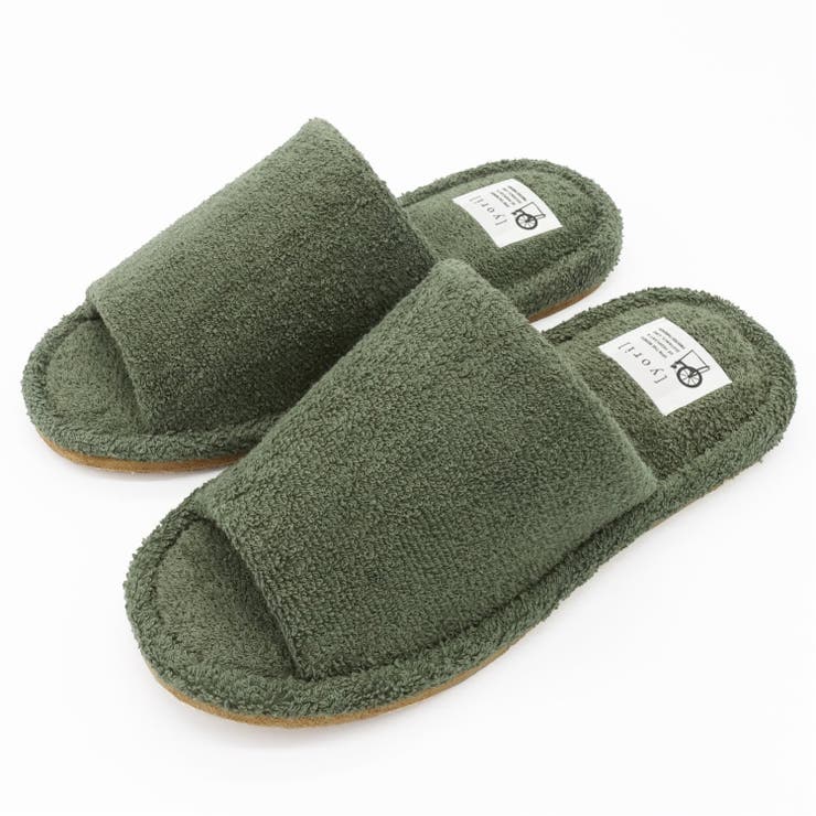 グリーン | yori パイル外縫いスリッパ L | ikka 