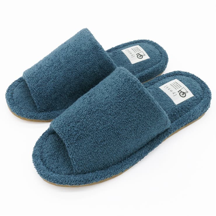ブルー | yori パイル外縫いスリッパ L | ikka 