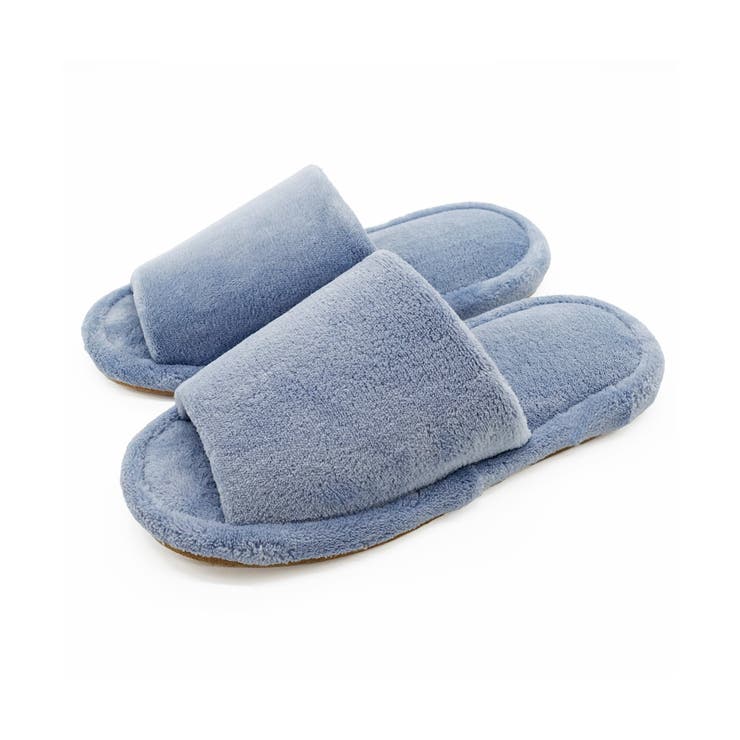 ブルー | マイクロファイバー外縫いスリッパ | ikka 