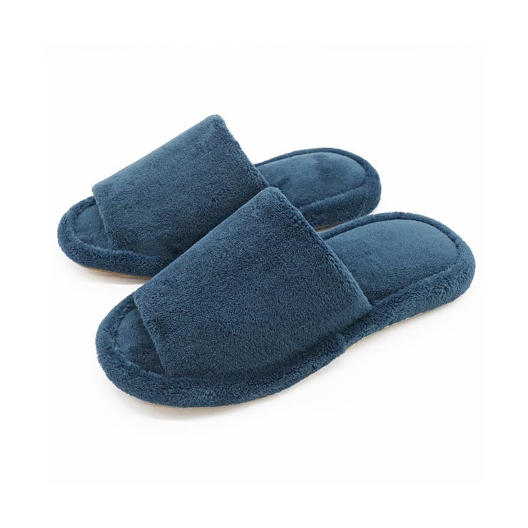 ネイビー | マイクロファイバー外縫いスリッパ | ikka 