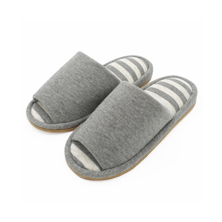 グレイ | ウォッシャブルボーダースリッパ | ikka 