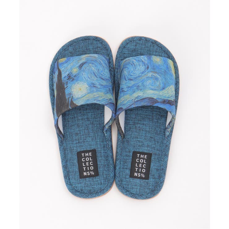 ネイビー | 絵画プリントゴッホスリッパ | ikka 