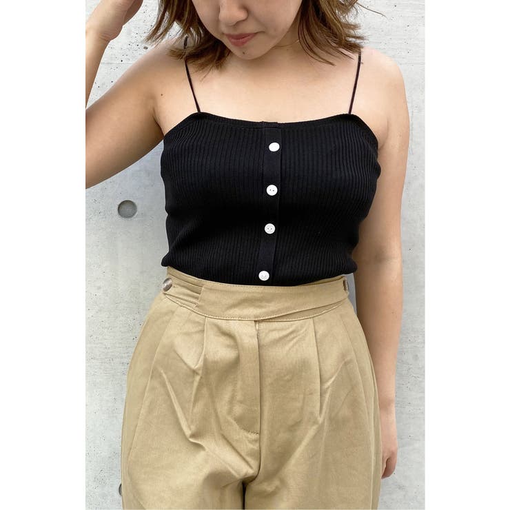 フロントボタンリブキャミソール[品番：IKAW0009081]｜Candy Beans