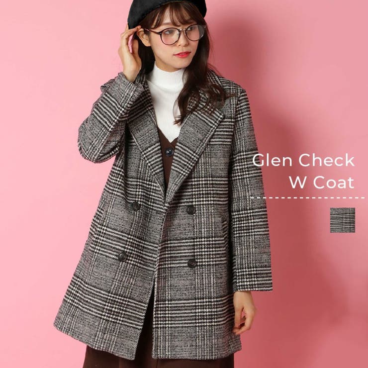 グレー | グレンチェックWコート | Candy Beans