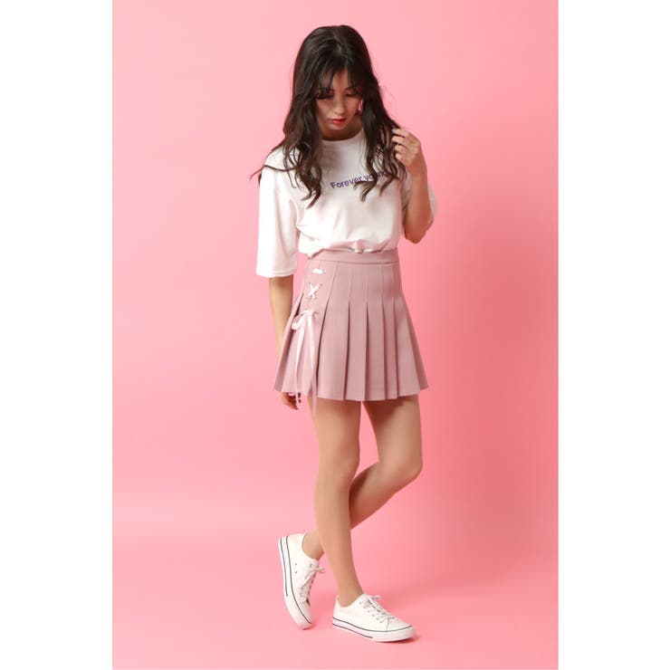 サイドリボンプリーツミニスカート[品番：IKAW0008310]｜Candy Beans