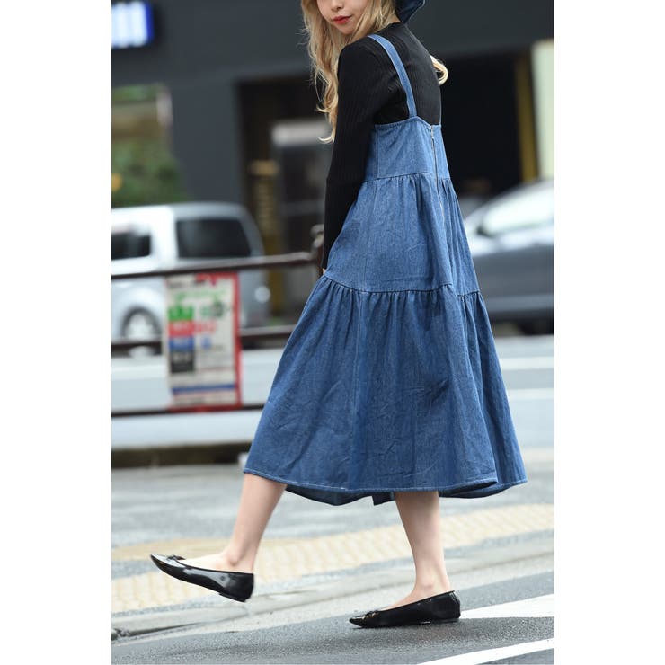 デニムキャミワンピース&帽子セット[品番：IKAW0009733