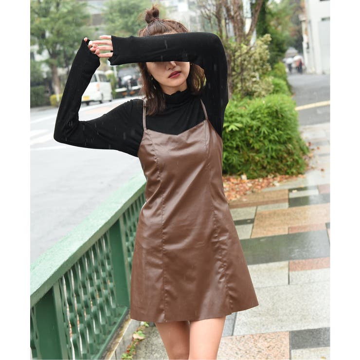 KAREN MILLEN ミディドレス フレア レザー ワンピース 半袖 KAREN MILLEN ミディドレス フレア レザー ワンピース 半袖