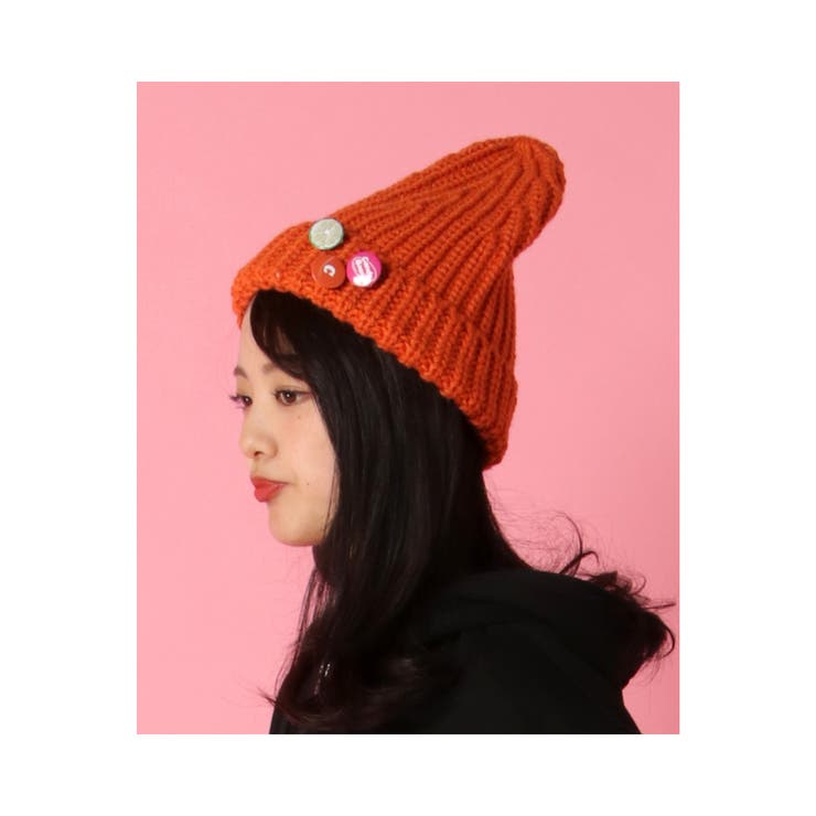 ビジュー付きオレンジニットキャップ ビジュー付きニットキャップ JB24678 | レディースファッション